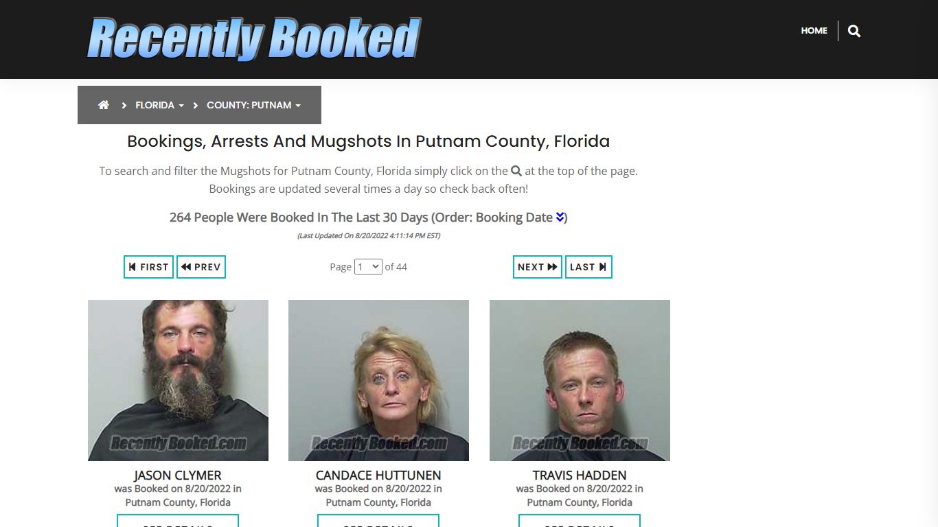 Recent bookings, Arrests, Mugshots in Putnam County, Florida